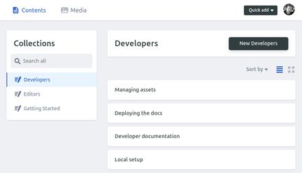 Decap CMS main admin page.